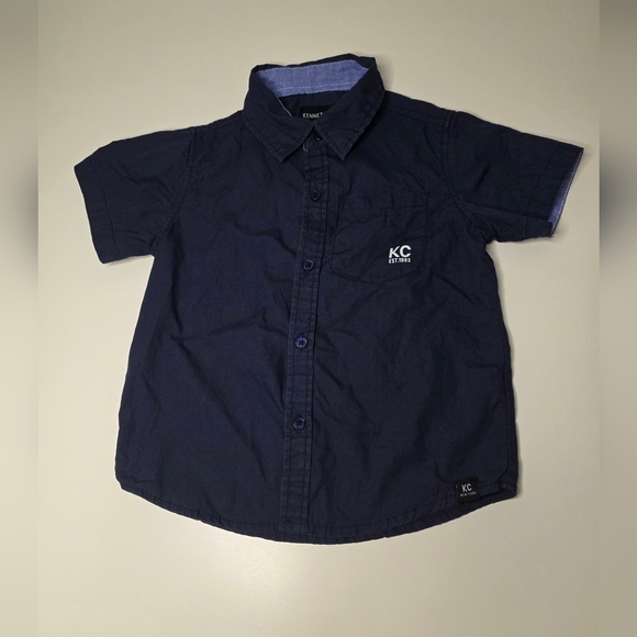 Kenneth Cole 3T Blue Button Up Shirt Collared Short Sleeve - Picture 1 of 11